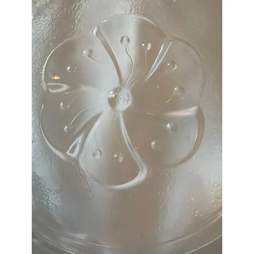 Vintage Clear Pressed Glass Covered Candy Dish Bonbon Bowl Clover Finial Lid